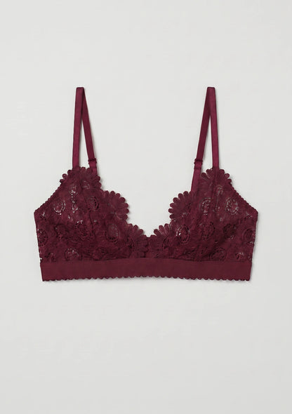 Trójkątny biustonosz koronkowy bralette w kwiatki