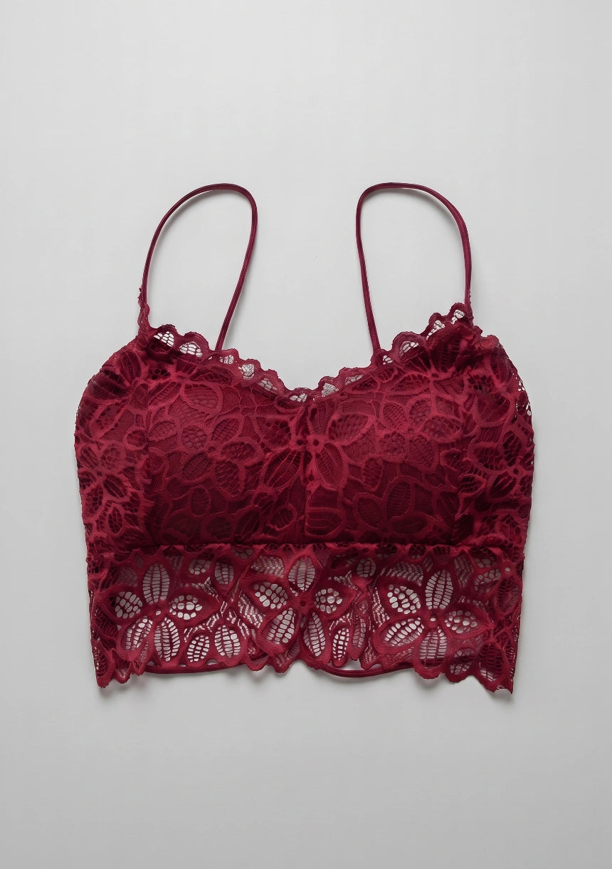 Koronkowy biustonosz bralette z push-up i obniżonym dołem