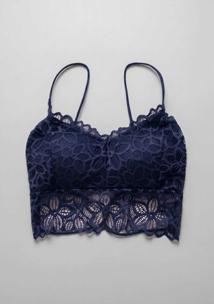 Koronkowy biustonosz bralette z push-up i obniżonym dołem