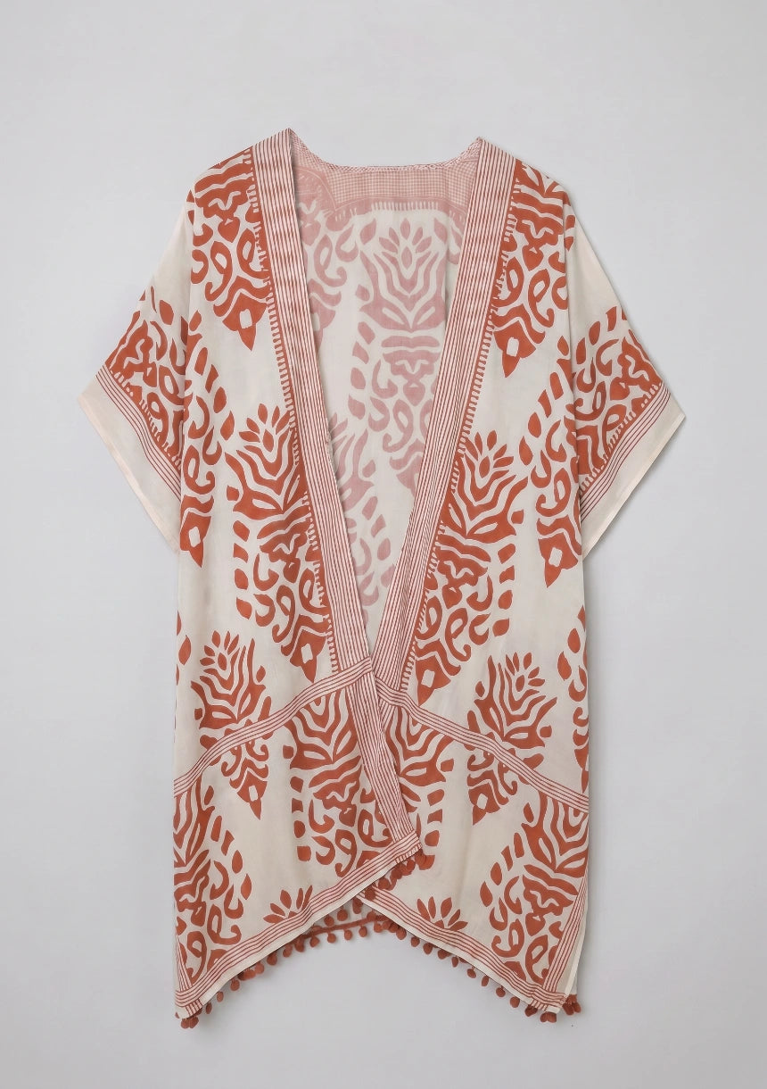 Klasyczne kimono plażowe w ornamenty