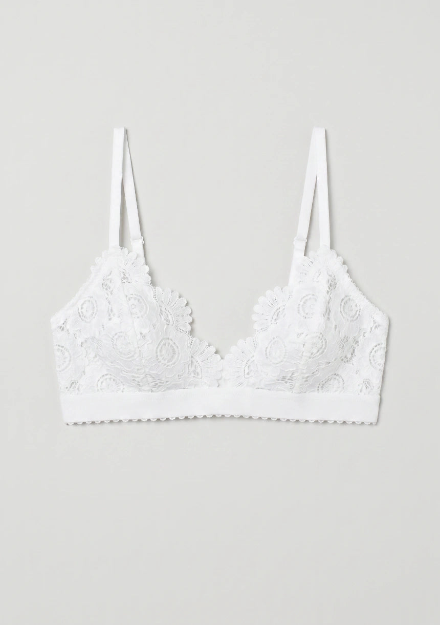 Trójkątny biustonosz koronkowy bralette w kwiatki
