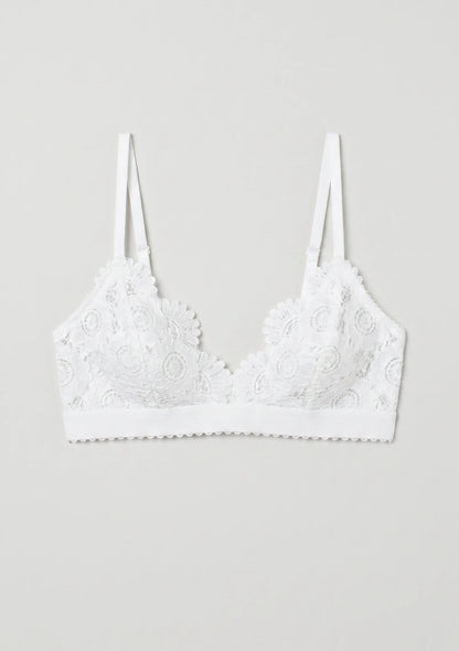 Trójkątny biustonosz koronkowy bralette w kwiatki