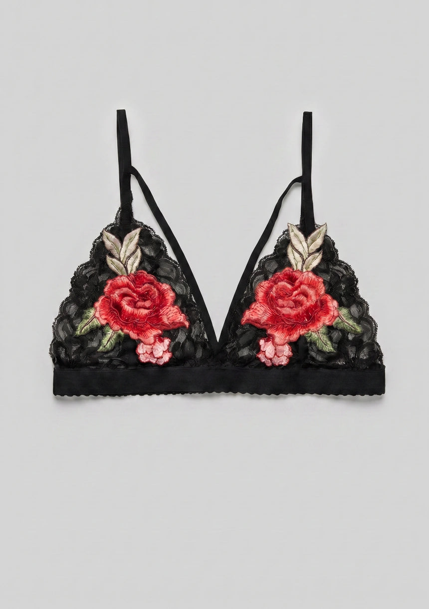 Biustonosz koronkowy bralette z kwiatkami