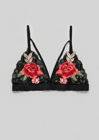 Biustonosz koronkowy bralette z kwiatkami