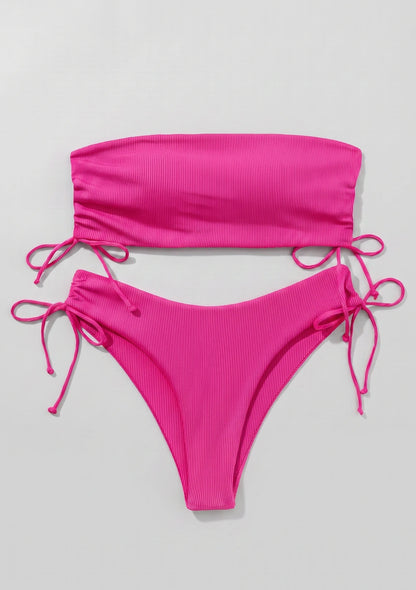 Dwuczęściowy strój kąpielowy bikini bez ramiączek