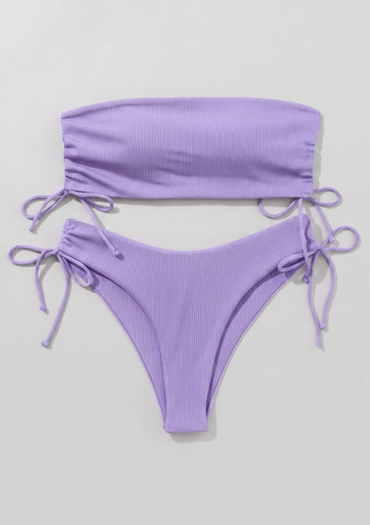 Dwuczęściowy strój kąpielowy bikini bez ramiączek