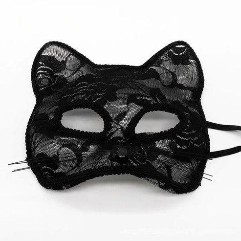 Maska koronkowa kot - Czarny / Uniwersalny