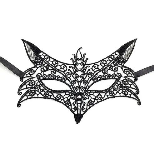 Maska koronkowa lis - Czarny / Uniwersalny