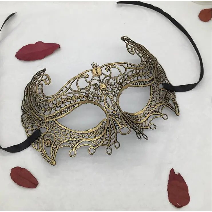 Maska koronkowa - Złoty / Uniwersalny