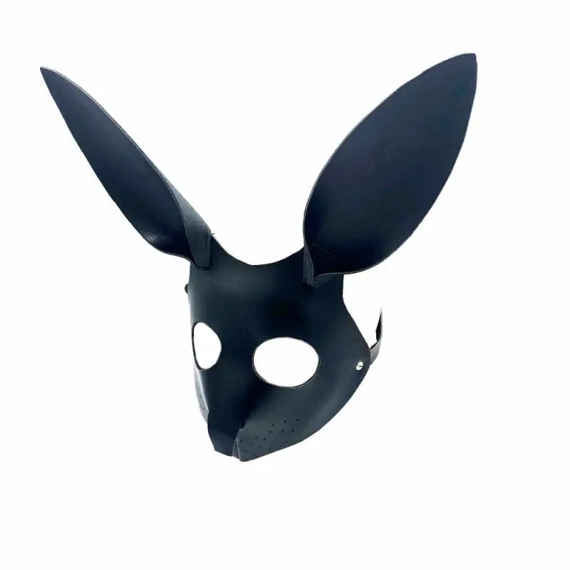 Maska skórzana z uszami królika - Czarny / Uniwersalny