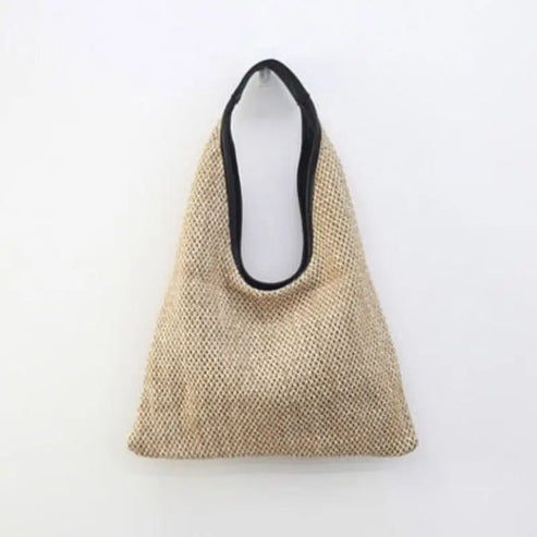 Materiałowa pleciona torba plażowa - Khaki