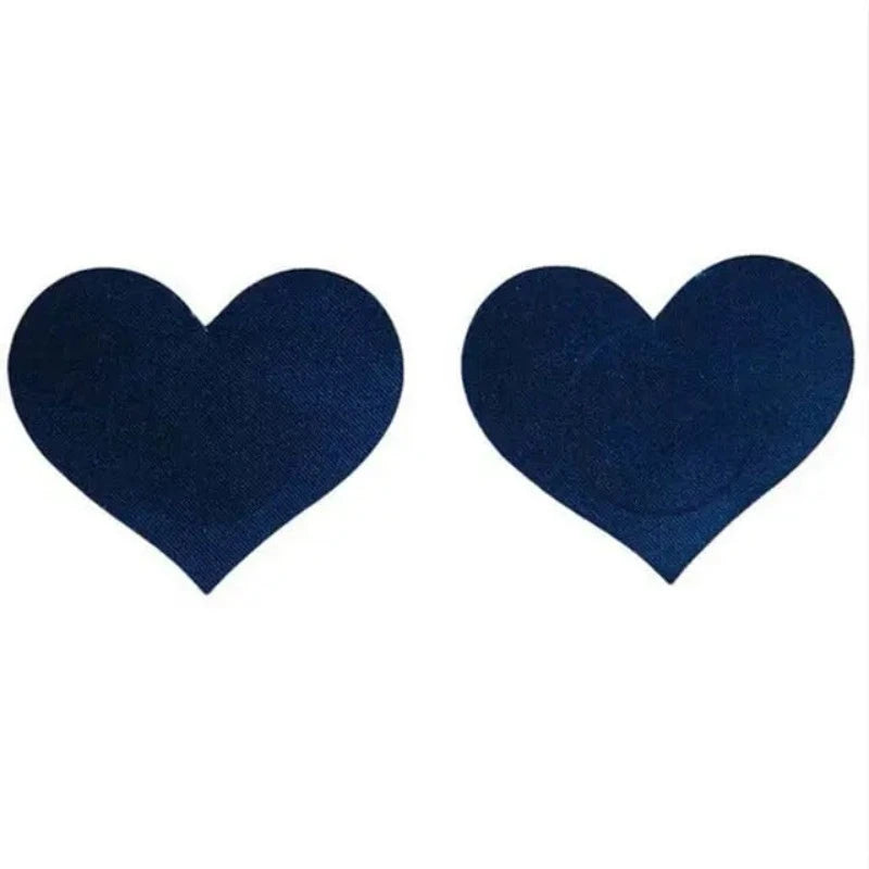 Materiałowe naklejki zakrywające sutki w kształcie serca - Niebieski