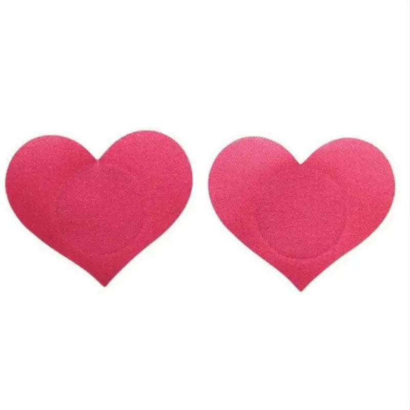 Materiałowe naklejki zakrywające sutki w kształcie serca - Różowy
