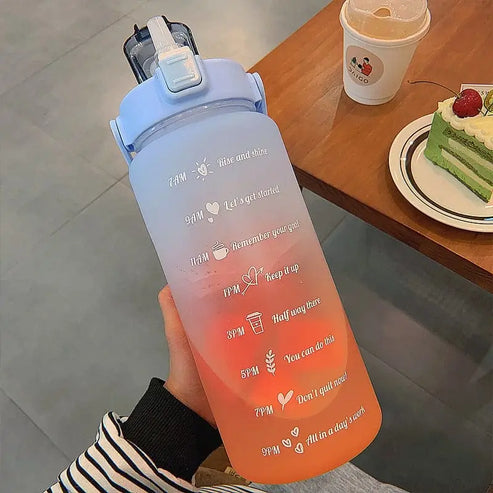 Motywacyjna butelka na wodę z motywem ombre - Pomarańczowy /