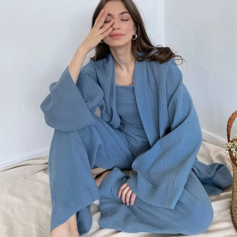 Muślinowa piżama z wiązaniem