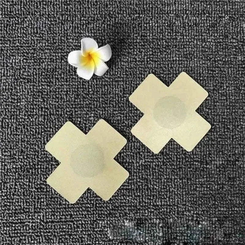 Naklejki zakrywające sutki w kształcie ’x’ - Beżowy / Uniwersalny