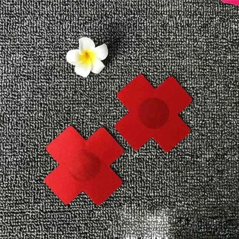 Naklejki zakrywające sutki w kształcie ’x’ - Czerwony / Uniwersalny