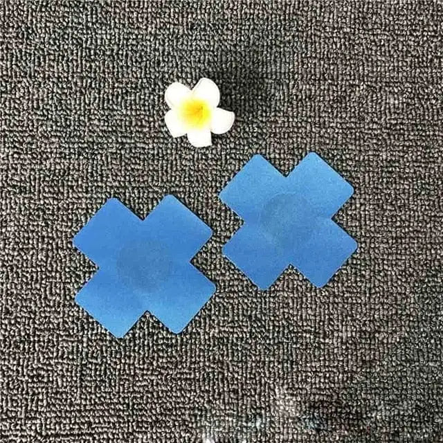 Naklejki zakrywające sutki w kształcie x - Niebieski /