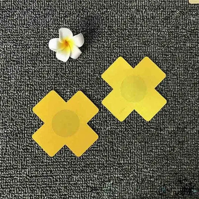 Naklejki zakrywające sutki w kształcie x - Żółty /