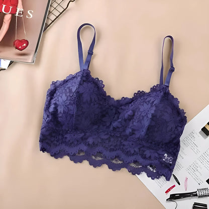 Niebieski Biustonosz koronkowy bralette w formie topu