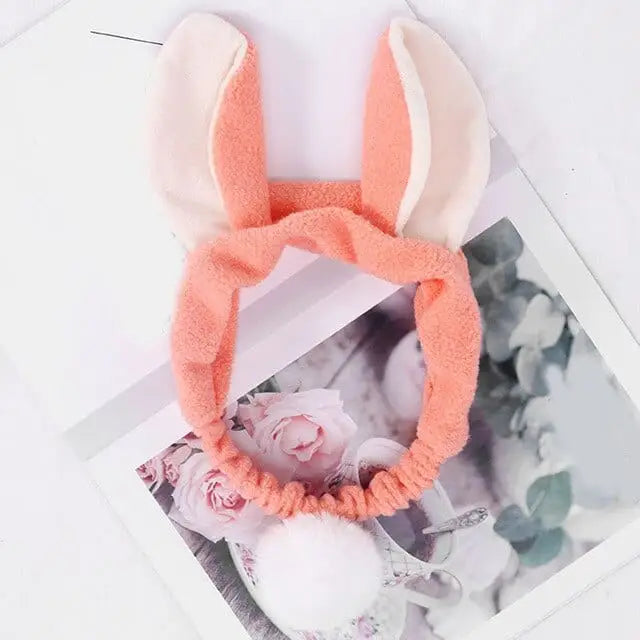 Opaska na włosy z uszami królika - Pomarańczowy /