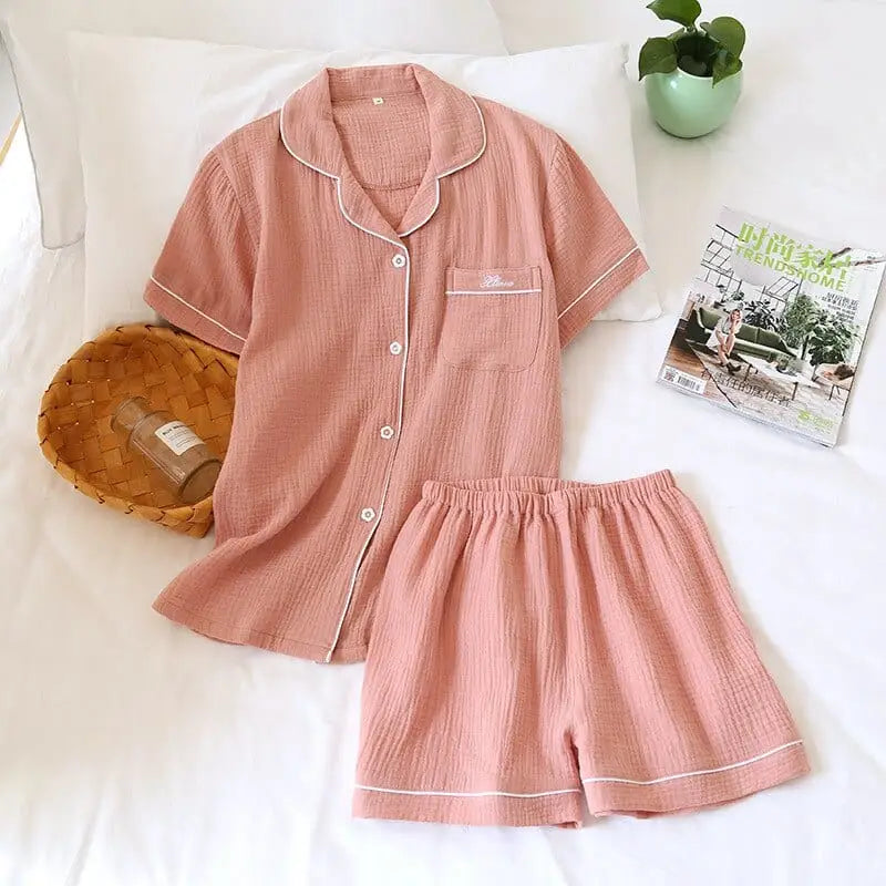 Piżama damska z koszulą - Różowy / M