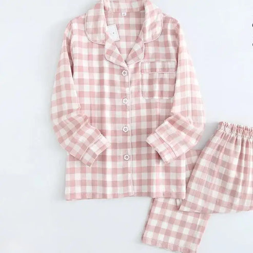 Piżama dziecięca w kratę - Różowy / 110cm