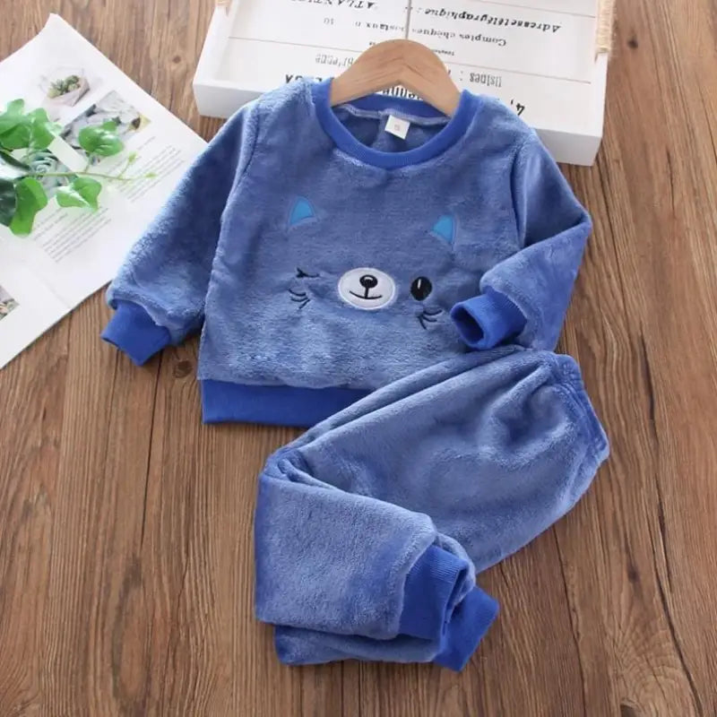 Pluszowa piżama dziecięca - Niebieski / 9-12 miesięcy