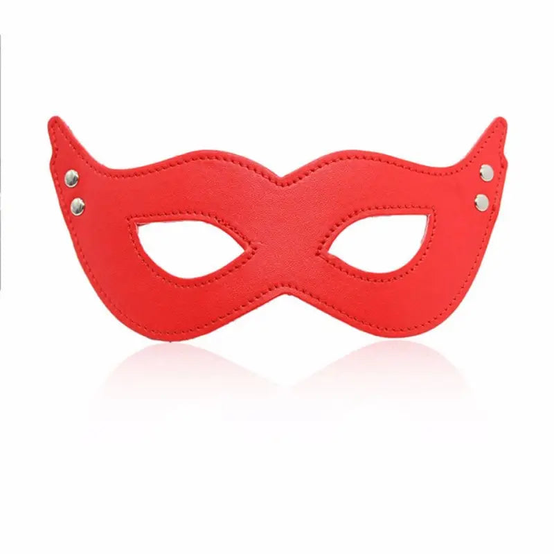 Prosta maska skórzana - Czerwony / Uniwersalny