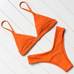 Prosty dwuczęściowy strój kąpielowy - Pomarańczowy / S