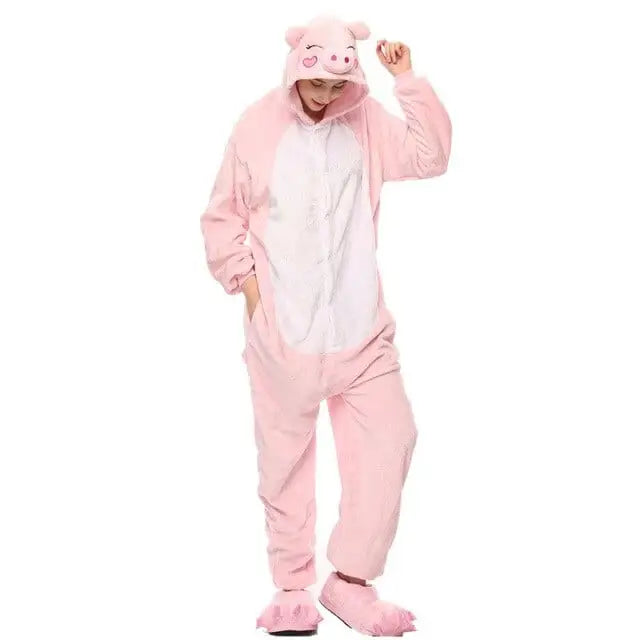 Różowe onesie świnka - Różowy / S