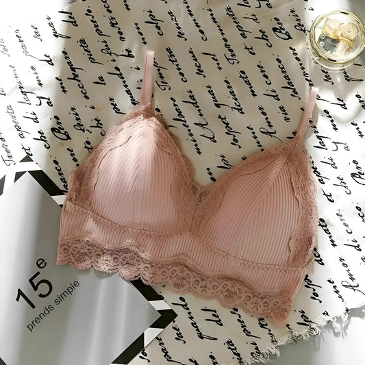 Różowy Biustonosz koronkowy bralette