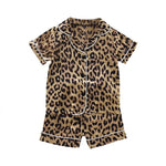 Satynowa piżama dziecięca - Brązowy / 80cm