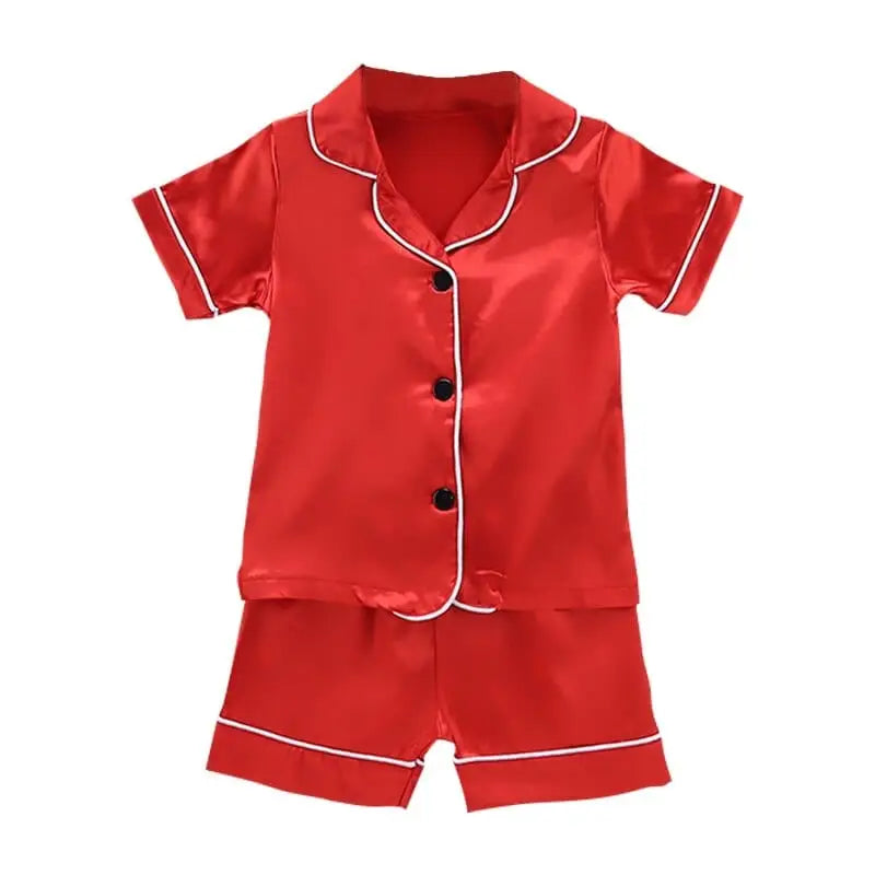 Satynowa piżama dziecięca - Czerwony / 80cm
