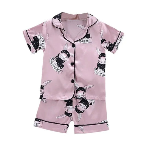 Satynowa piżama dziecięca - Pudrowy róż / 80cm