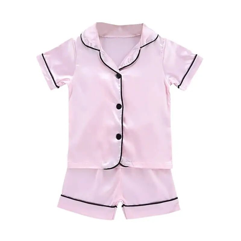Satynowa piżama dziecięca - Różowy / 80cm