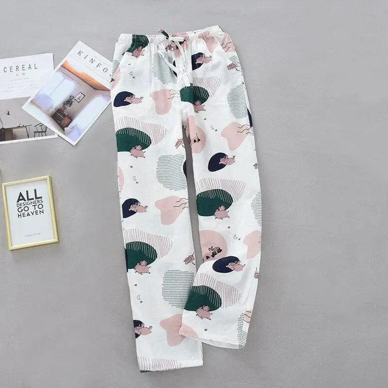 Spodnie do spania w kolorowe wzory - Granatowy / S