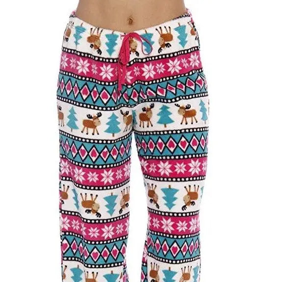 Świąteczne spodnie do spania - Różowo-szary / S