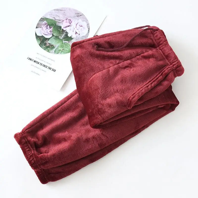 Welurowe spodnie do spania - Czerwony / S