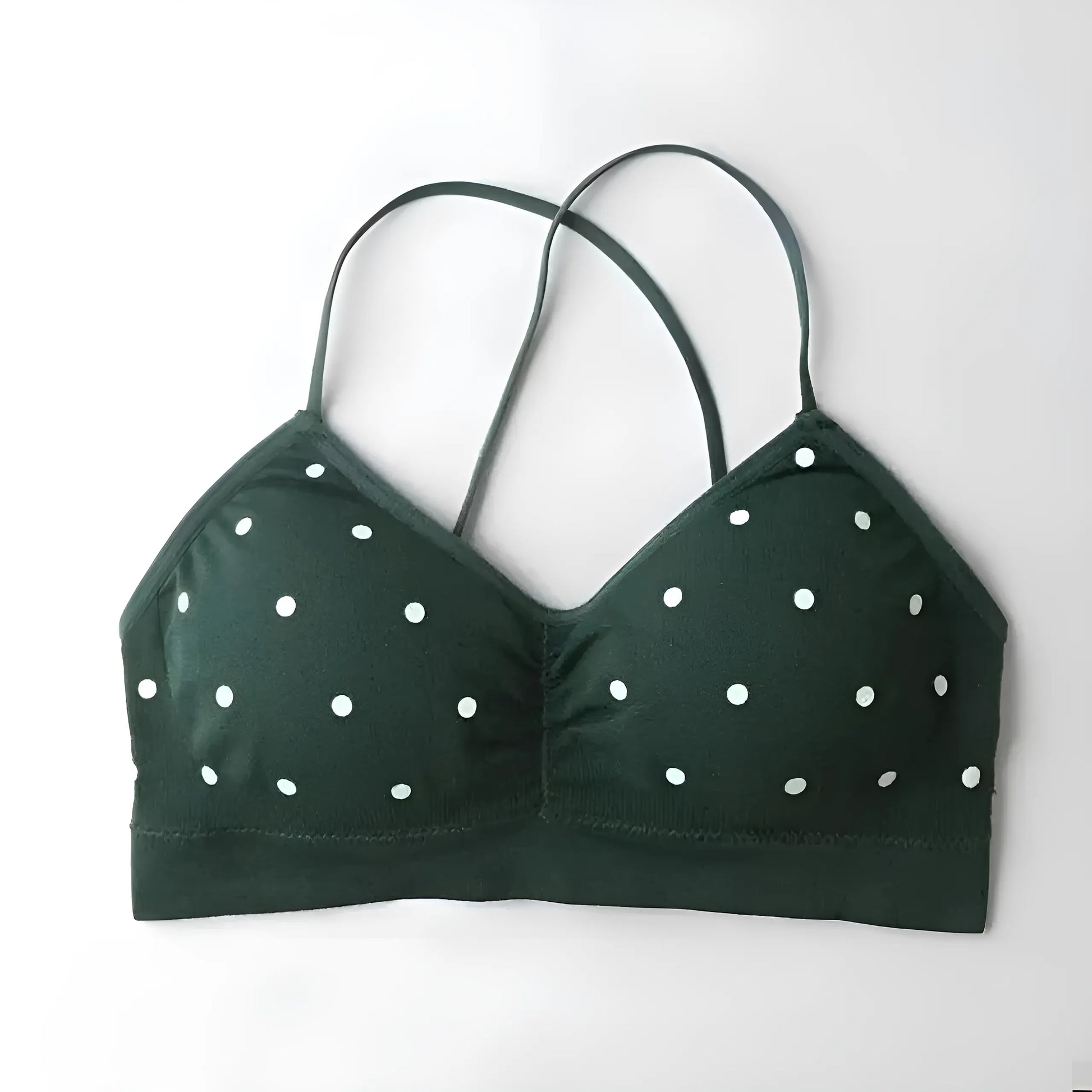 Zielony Biustonosz bralette w kropki