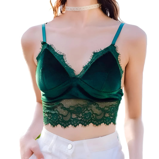 Zielony Biustonosz koronkowy bralette w formie topu