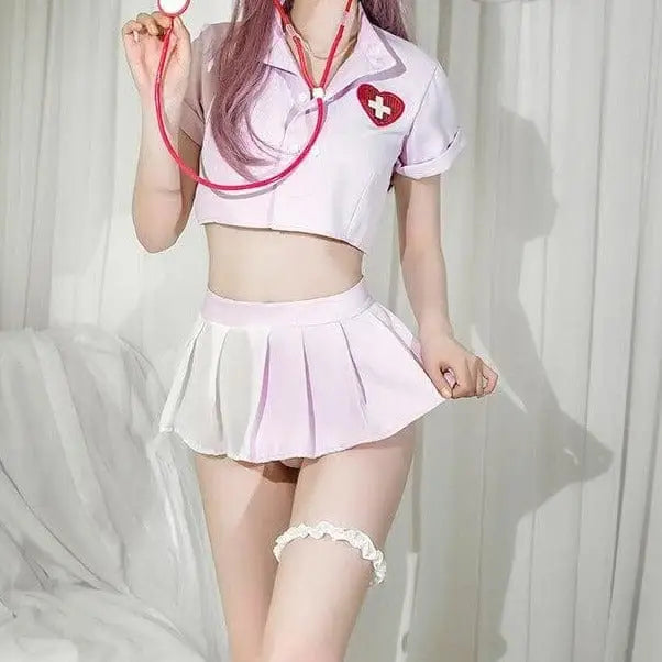Zmysłowy strój pielęgniarki - Różowy / Uniwersalny